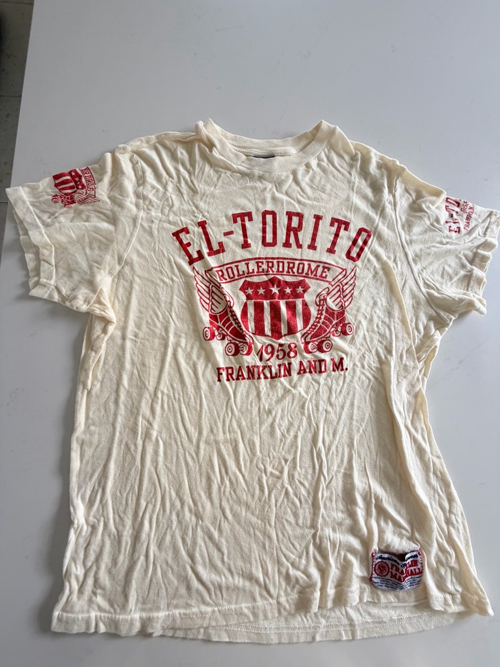 Y2K Franklin & Marshall Cream Roller Rink Graphic Tee